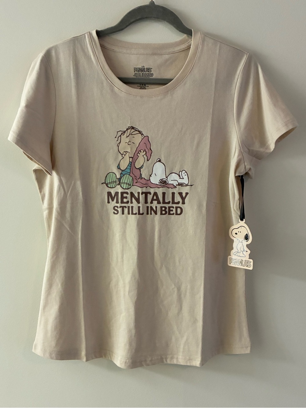 Peanuts “Mentally Still In Bed Cream colored T-shirt